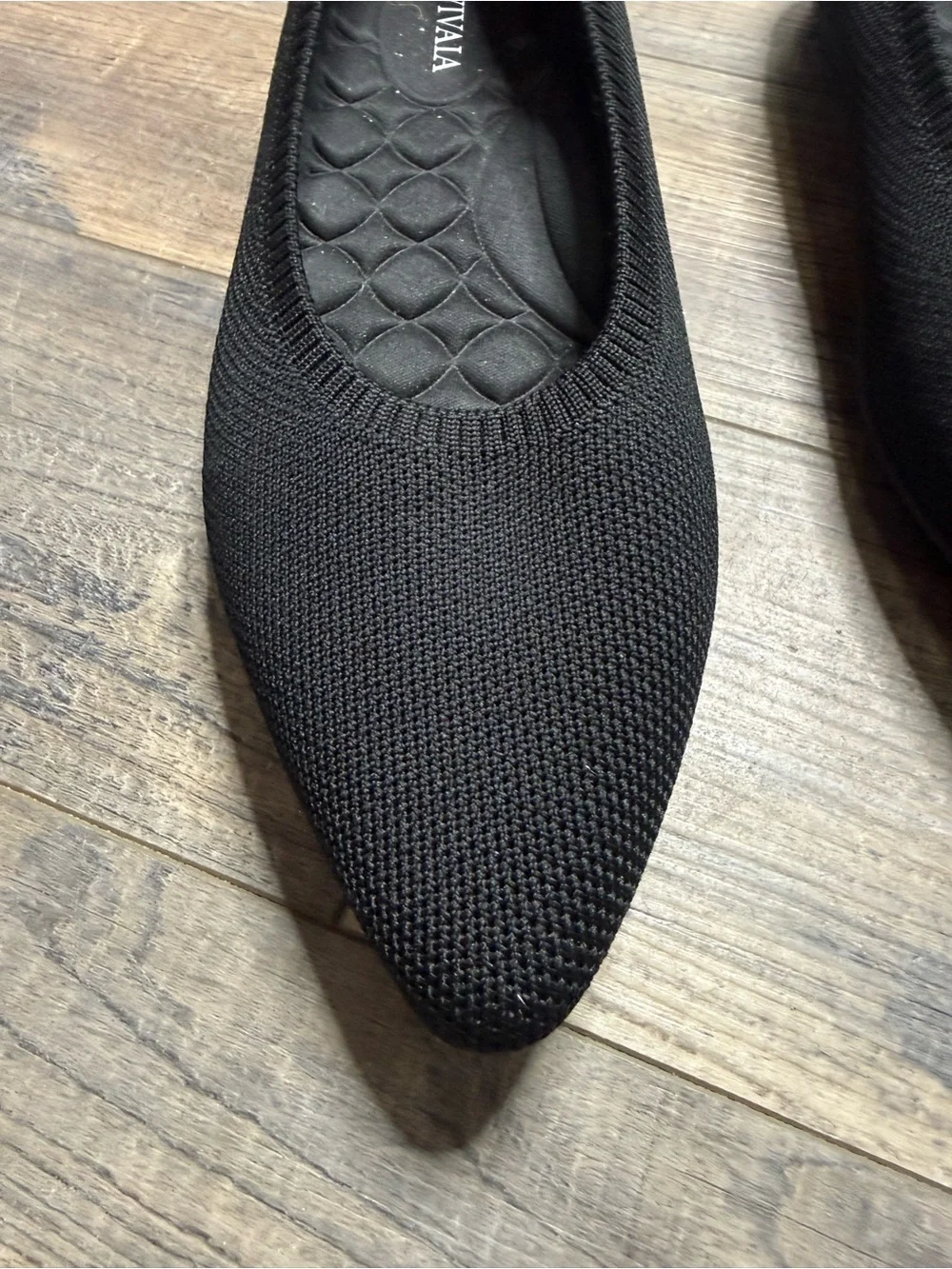Viviana Black Pointed-Toe Knit Ballet Flats Point Women's Size 41.5 10